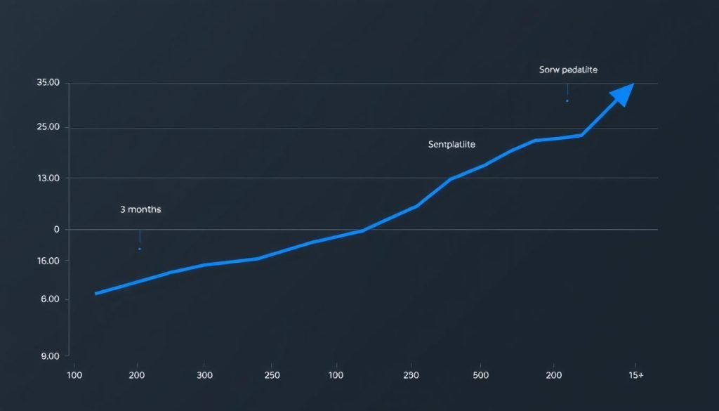 Graph showing backlink growth over time after podcast guest appearances