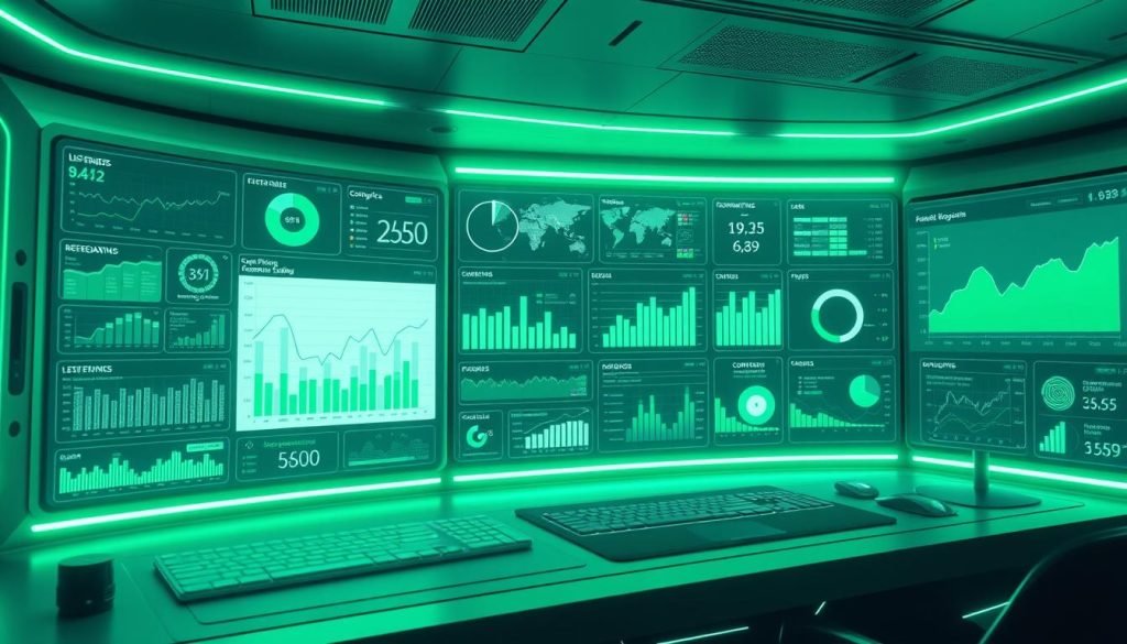 A sleek, futuristic dashboard displays a comprehensive set of data visualizations, charts, and analytics related to podcast performance. Glowing green hues cast an ethereal glow across the scene, highlighting the advanced nature of the data collection system. High-resolution screens depict listener demographics, engagement metrics, and content insights, all presented in a clean, minimalist interface. Cutting-edge technology underpins the sophisticated data architecture, enabling deep analysis and data-driven decision-making for podcast growth and optimization. A sleek, futuristic dashboard displays a comprehensive set of data visualizations, charts, and analytics related to podcast performance. Glowing green hues cast an ethereal glow across the scene, highlighting the advanced nature of the data collection system. High-resolution screens depict listener demographics, engagement metrics, and content insights, all presented in a clean, minimalist interface. Cutting-edge technology underpins the sophisticated data architecture, enabling deep analysis and data-driven decision-making for podcast growth and optimization.