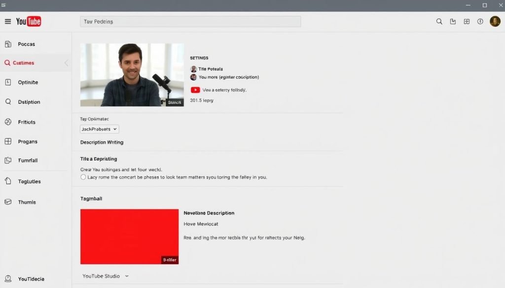 Podcast being optimized for YouTube with video elements and SEO settings