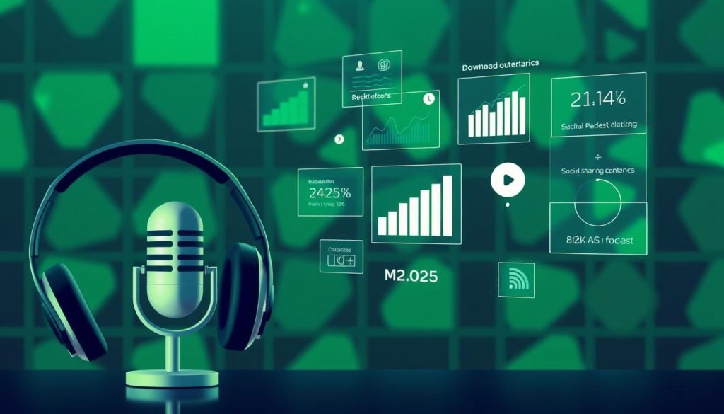 A sleek, minimalist illustration of podcast outreach strategies for B2B SaaS companies. In the foreground, a stylized microphone icon and headphones symbolize the podcast medium. In the middle ground, floating holographic data visualizations depict podcast audience demographics, download metrics, and social sharing analytics. The background features a grid of geometric shapes in shades of green, hinting at the technological and data-driven nature of modern podcast marketing. The overall mood is one of sophistication, innovation, and strategic decision-making. A sleek, minimalist illustration of podcast outreach strategies for B2B SaaS companies. In the foreground, a stylized microphone icon and headphones symbolize the podcast medium. In the middle ground, floating holographic data visualizations depict podcast audience demographics, download metrics, and social sharing analytics. The background features a grid of geometric shapes in shades of green, hinting at the technological and data-driven nature of modern podcast marketing. The overall mood is one of sophistication, innovation, and strategic decision-making.