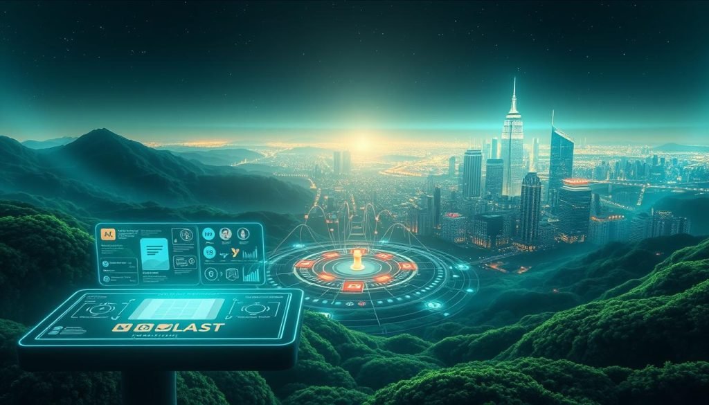 A vast, holographic landscape depicting the evolution of podcast discovery in the AI era. In the foreground, a stylized, glowing interface showcases intuitive controls for tailored podcast recommendations, powered by advanced machine learning algorithms. The middle ground features a swirling vortex of podcast icons, data visualizations, and interconnected nodes, representing the dynamic, AI-driven landscape of podcast discoverability. In the background, a shimmering, futuristic cityscape emerges, hinting at the integration of AI-powered podcast discovery into the fabric of the digital world. The scene is bathed in a serene, verdant glow, conveying a sense of innovation, efficiency, and the seamless fusion of technology and audio content.